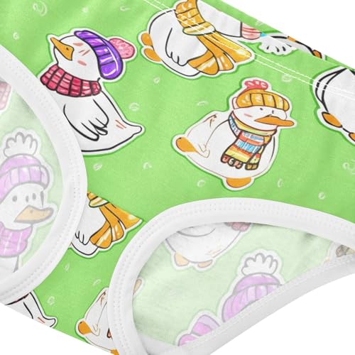 Cute Ducks Funny Green Girl Panties Cute Toddler Underwear Custom Cotton Print Briefs Undies Kids 2t4