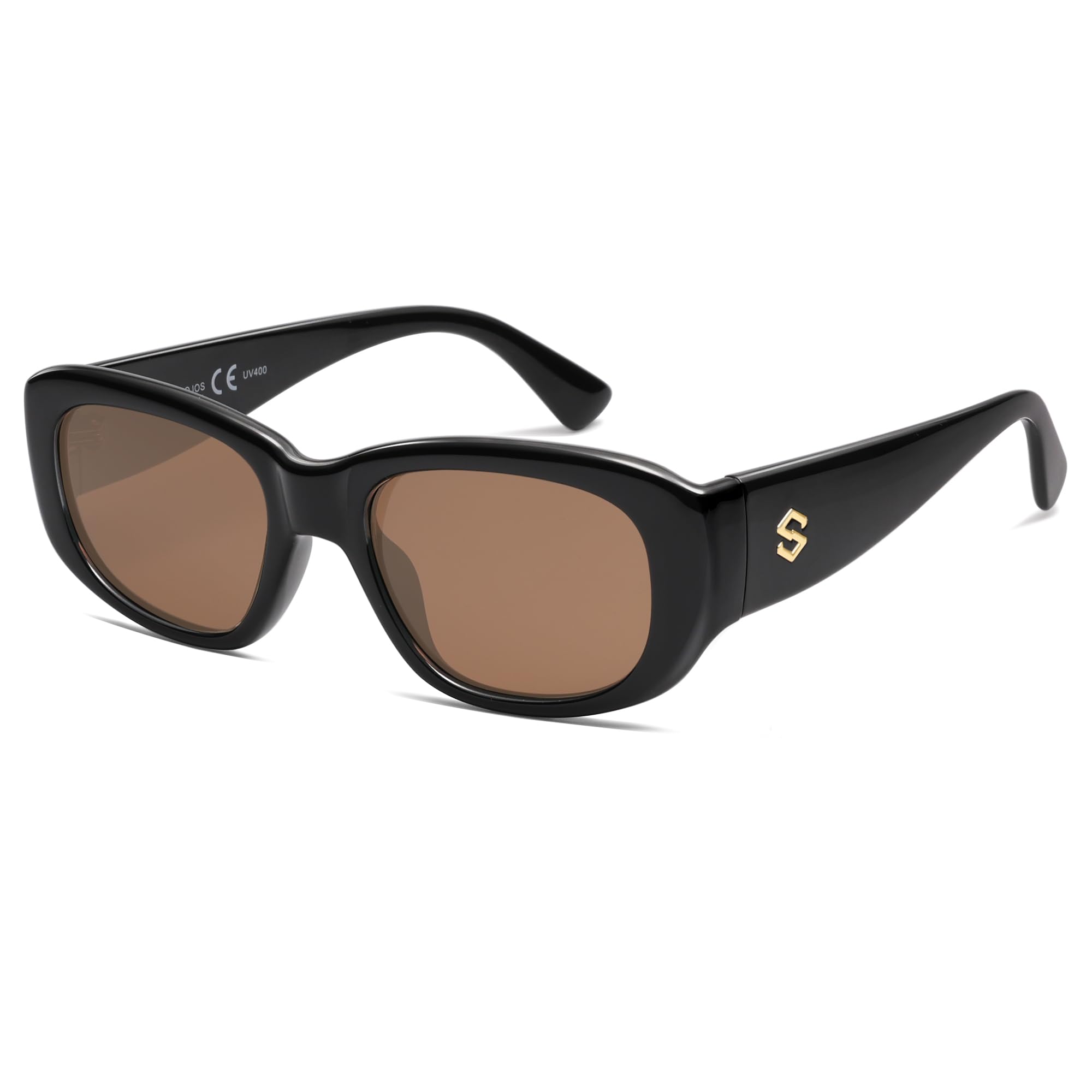SOJOS Retro Polarisierte Quadratisch Sonnenbrille Damen Herren Vintage Trendy Dicker Rahmen Sonnerbrillen mit UV400 Schutz SJ2374