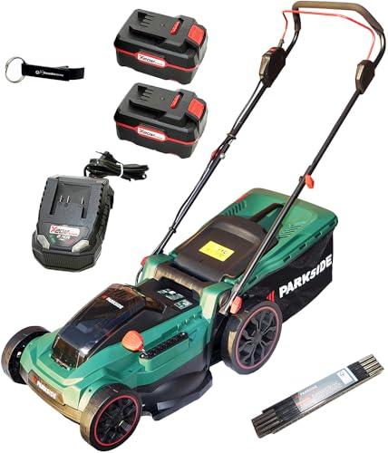 HEADNMORE Parkside PRMA 40-Li Tondeuse à gazon sans fil 40 V (avec batterie 2 x 4 Ah) + porte-clés + mètre pliant