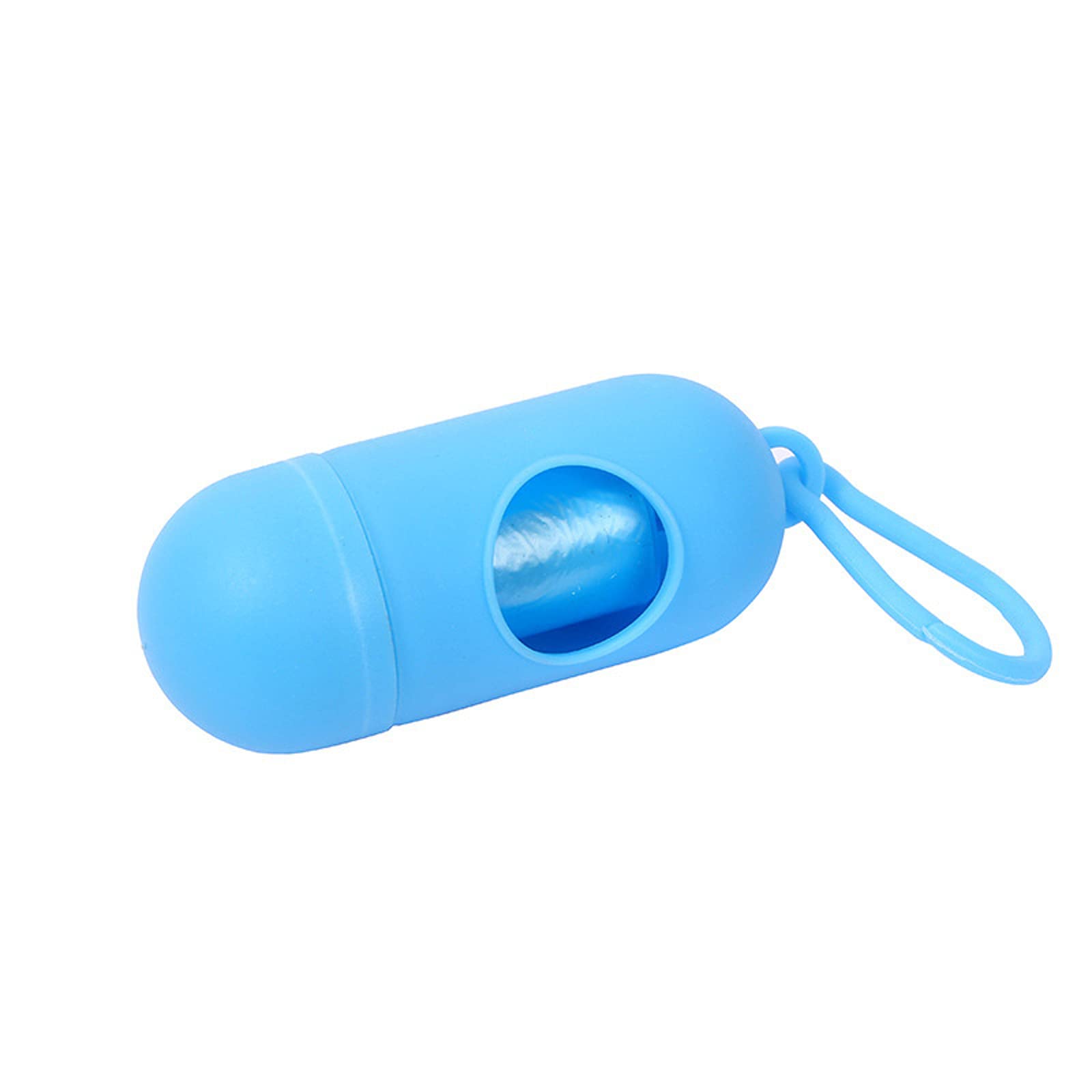 100 bolsas para excrementos de perro, dispensador de bolsas con clip de lino, color azul claro, incluye 15 bolsas para excrementos de perro