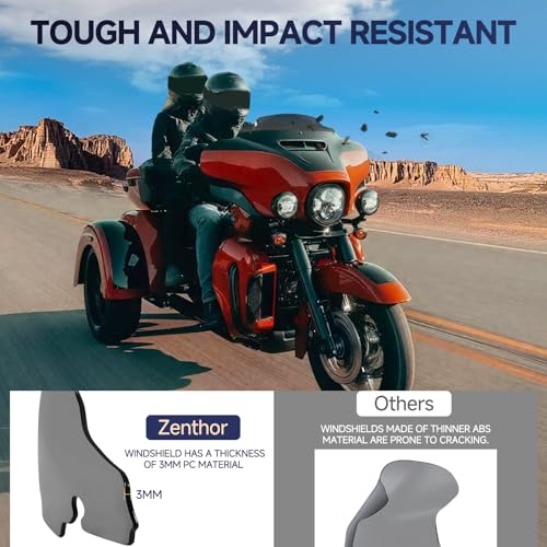 Image of Black 4.5 inch Windshield Motorcycle Wave Windscreen Compatible for Harley 2014-2023 Harley Davidson Touring Street Glide /Electra Glide /Ultra Limited /Tri Glide FLHT FLHX FLHTK FLHTC FLHTCU