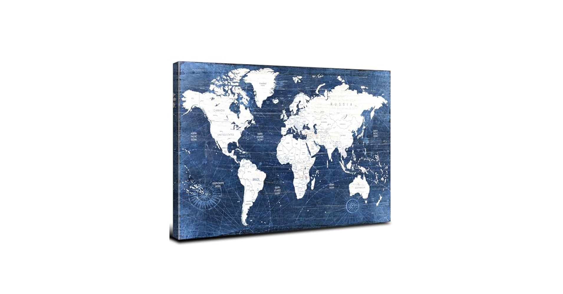 Amazon.com: World Map Canvas Wall Art Modern Office Pictures