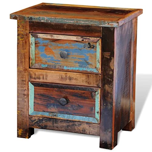 Table de chevet bois recyclé vintage table de nuit rétro - 5