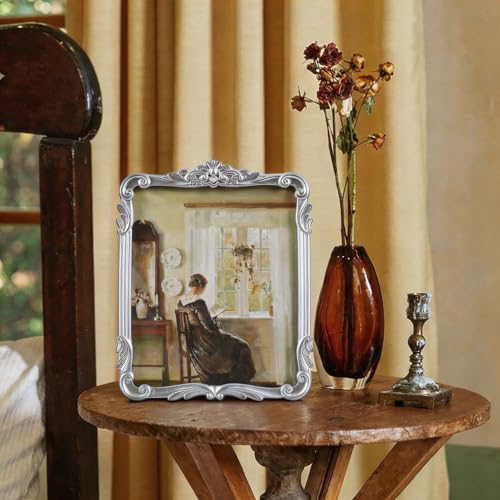 Image of Vintage Picure Frames 8x10 Antique Victorian Silver Frame Wall Decor