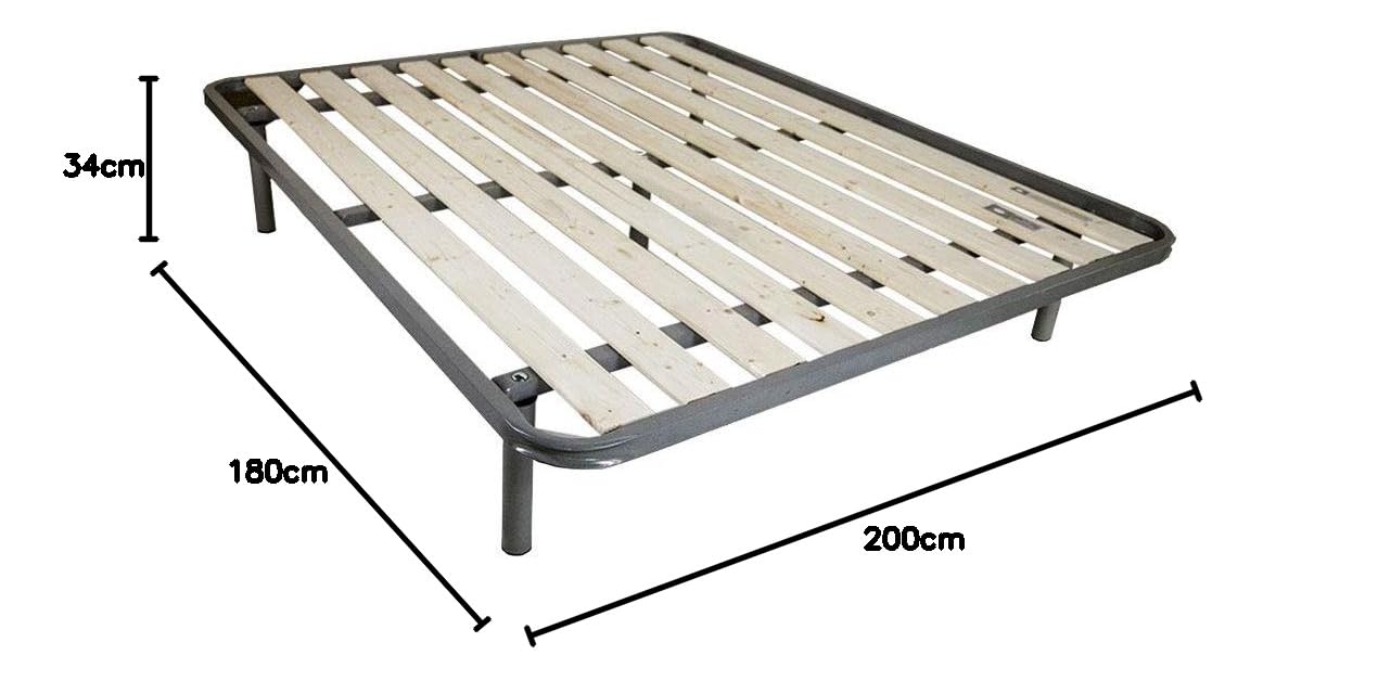 Comprarredo Rete matrimoniale a doghe verticali ortopedica 180 x 200 cm, dotata di Tavole in Legno massello da 9cm, con telaio in metallo, cinque piedi e triplo supporto anche per pesi importanti