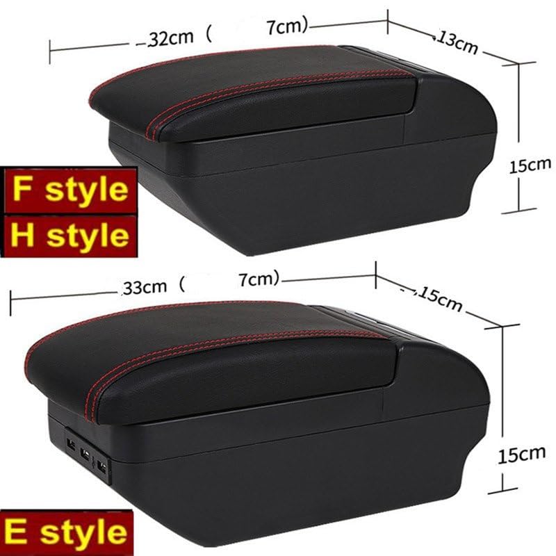KAERGK Scatola per braccioli a doppio strato per Suzuki Ignis 2016-2024, Scatola portaoggetti con portabicchieri Accessori per braccioli in ABS e Pelle PU, Nero con filo nero