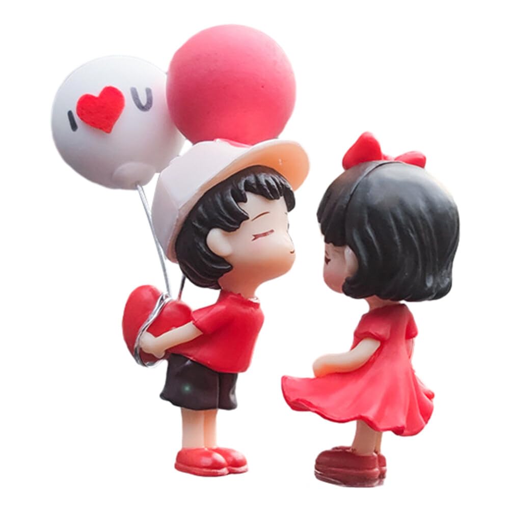 Parv International HUF Cute Cartoon Couple Car Dashboard Figurine – Cute Boy And Girl With Balloons, Love-Themed Decoration, Gift For Car, Home, Or Office - View #6