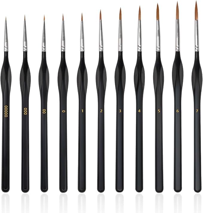 Image of Detail Paint Brushes Set with Triangular Handles,Miniature Brushes for Fine Detailing & Art Painting - Acrylic, Watercolor, Oil, Models, Figurine, Paint by Numbers Kit for Adults
