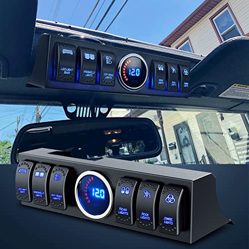 Image of Nilight 6 Gang Rocker Switch for Jeep Wrangler JK JKU 2007-2018 | 12V Panel 100A Relay Box Circuit Control System LED Voltmeter 80A Breaker Blade Fuses for Various LED Light Bar Rock Rear Lights