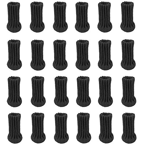 POFET 24pcs Chair Leg Socks Furniture Leg Socks Knitted Furniture Caps Set Non-slip Chair Leg Floor Protectors Chair Feet Covers Black