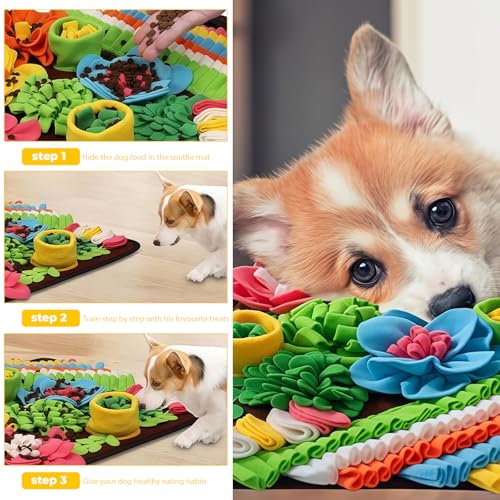 Yamobi Schnüffelteppich Hund, Schnüffelteppich für Hunde, Hunde Schnüffelspielzeug interaktives Hundestück,Hundespielmatte für alle Hunderassen 39x39cm
