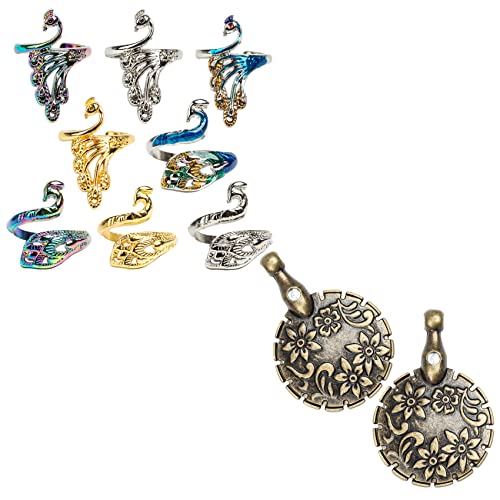 J.CARP 8 Pcs Adjustable Knitting Crochet Loop Ring with 2Pcs Yarn Cutter Pendants