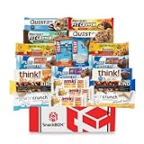 SnackBOX Healthy Protein Bars Fitness Snacks BOX Care Package (20 Count) Easter Basket College Variety Pack Energy Basket Gift Baskets Athletes Weightlifters Marathon Training College Runners Guys Girls Adults Kids Grandkids Men Women Food Sampler Student Birthday Finals Snack Packs Office Military Gift Ideas