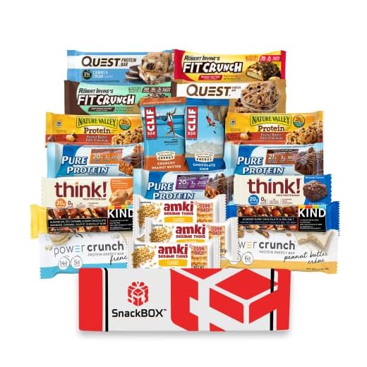 Healthy Protein Bars Fitness BOX, Cookies, Snacks Care Package Sampler, Variety Energy Basket (20 Count) for Athletes Weightlifters College, Runners, Valentines Day and More! | Gift Box By SnackBOX