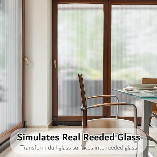 Image of WOO Home Frosted Glass Window Film & Stickers (18 X 48 Inchs) Privacy Window Cover for Home & Office - Easy Apply, UV Protection, Removable Decorative Film (Fluted Film 1.5 X 4 SQFT)