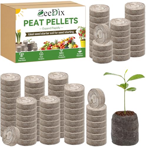 ZeeDix 100 Pcs (36mm) Peat Pellets for Seedlings, Compressed Seed