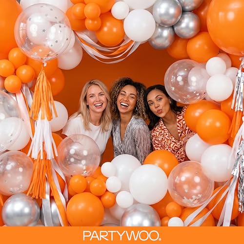 Image of PartyWoo Orange Balloons 100pcs Different Sizes of 18 12 10 5 Inch Matte Fall Balloon Arch Kit Garland for Thanksgiving Halloween Little Cutie Baby Shower Birthday Party Decorations Orange-Y9