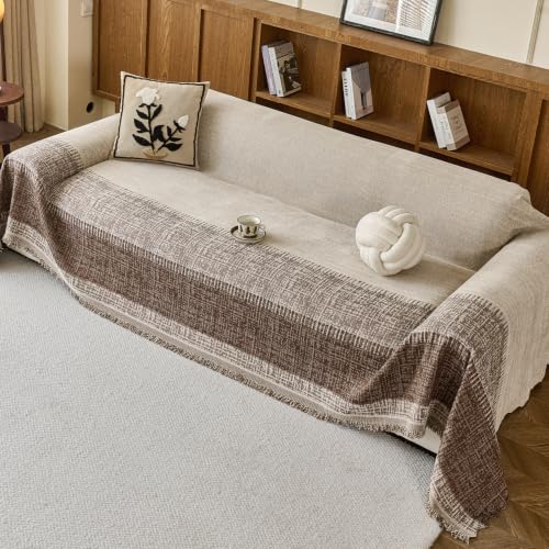 HOKIPO Hearth Loom 320 GSM Chenille Sofa Cover 3 Seater Throw, La...