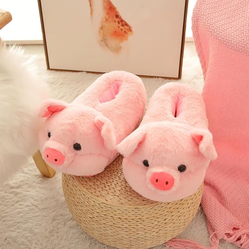 Jfxgjuv Pig Slippers Cute Animal Pig Slippers Winter Warm Cozy Plush Pig Slippers Home Slippers for Women Men Teens2
