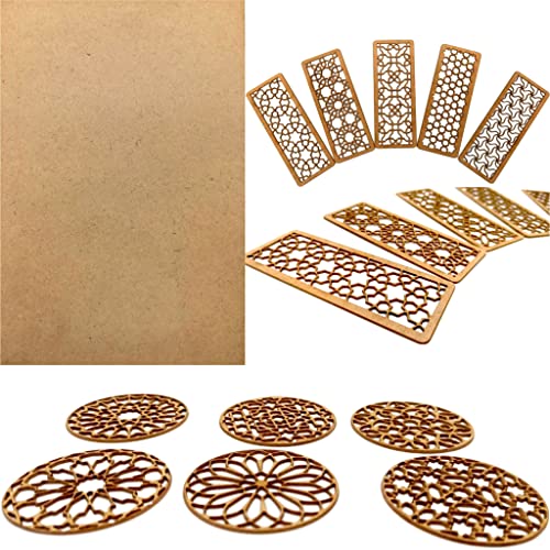 MDF Tablero Madera A4 | 297 x 210 x 1.2 mm Corte por Laser 10 w, 20 w, 30 w, 40 w CNC Router, Modelado, Calado, Bricolaje, Manualidades, Acabado Pulido, Alta Densidad. Madera Calidad (40)