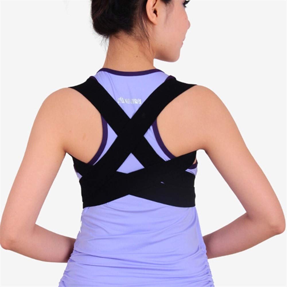 Powrót Brace Korektor postawy barkowej Elastyczna orteza Wsparcie Kifoza Slouch Habitual Hunchback Belt Brace Mężczyźni Kobiety (rozmiar: średni) The New