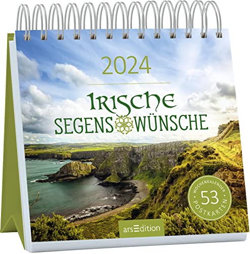 Postkartenkalender Irische Segenswünsche 2024, Teal/Turquoise Green