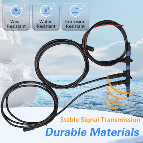 Image of EVRBUL Marine Grade NMEA 2000 Starter Kit, NMEA 2000 Backbone Cables Drop Cables Dual Tee Connector Male /Female Terminators Compatible with Lowrance Simrad Garmin Device