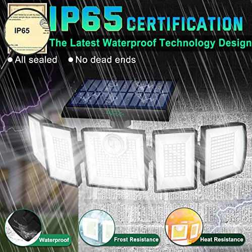 Image of MDCMDCM Solar Lights Outdoor Waterproof Motion Sensor - 416 LEDs 3000 Lumens Super Bright 3 Brightness 3 Modes 2400mAh 360 Illumination 32ft Solar Flood Security Light for Outside (Contemporary, 1)