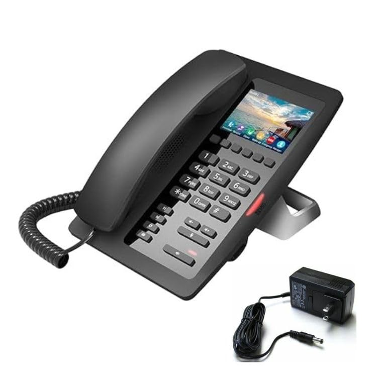 Generic Fanvil H5W Wi-Fi Black IP Phone 3.5 Color Screen with 2 SIP Lines Ideal to Hospital, Shopping mall, Hotel with Fanvil 5V/2A Power Adapter, H5W-BL+PSU-5V/2A