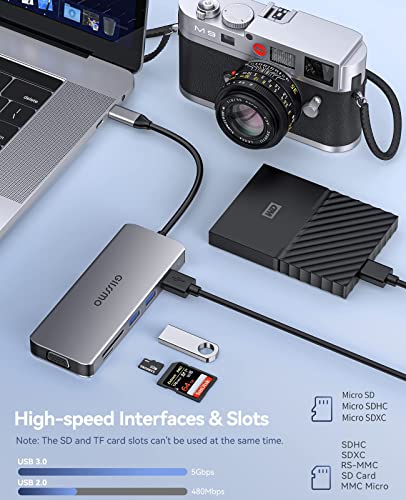 Usb C Docking Station Dual Monitor, 9-In-1 Laptop Docking Station For Windows, Dual Hdmi, Vga, 3 Usb, Pd, Tf/Sd Hub Adapter For Macbook Hp Dell Lenovo #TOP6