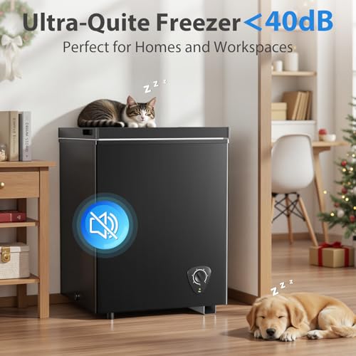 Image of LifePlus 3.5 Cu.Ft Small Deep Freezer, 7-Temp Adjustable Chest Freezer with Removable Basket, Ultra-Quiet, Energy Saving, Top Open Door for Apartment, Garage, Office