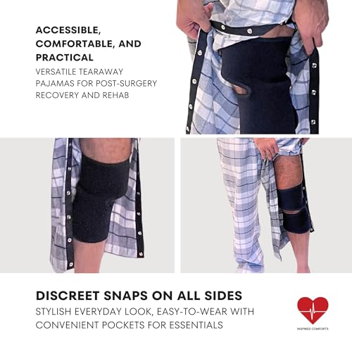 Inspired Comforts Unisex Tearaway Post Surgery Recovery Pajama Pants with Side Snaps & Pockets2