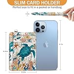 Credit Card Holder Slim Wallet, Sea Turtle RFID Wallet Women Front Pocket Small Card Holder Travel Cute Funny Thin Card Case ID Window PU Leather RFID Blocking Card Organizer Gifts Girls - Image 2