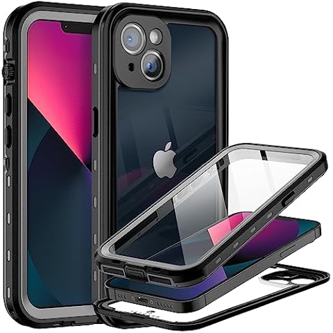 BEASTEK Waterproof Case for iPhone 13 Mini,TRE Series Shockproof Dustproof Underwater IP68 Case with Built-in Screen Protector Full Body Protective Cover, for iPhone 13 Mini (5.4'') (Black/Clear) Cover