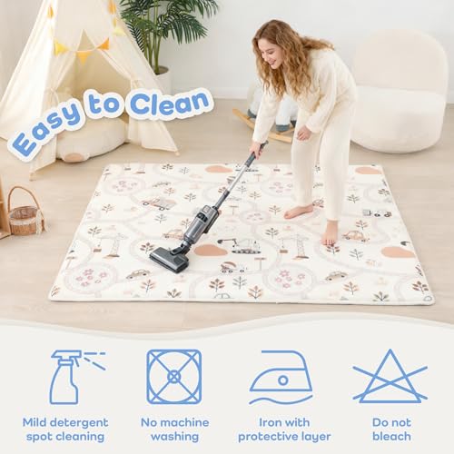 Image of 1.3 inch Thick Baby Floor Play Mat 50x50 Playpen Mat Memory Foam Kids Rug(Car)