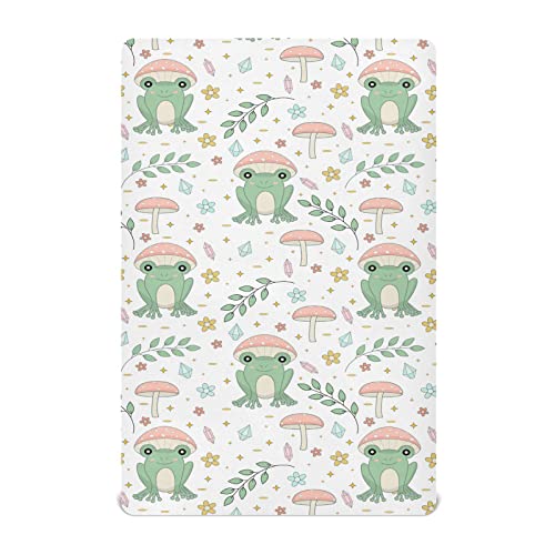 Image of Cute Frog Mushroom Fitted Crib Sheet for Girls and Boys,Soft Breathable Polyester Baby Sheet for Standard Size Crib Mattress 21164026