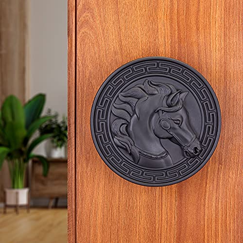 Image of LAPO Heavy Duty Pull Push Handle, 4 Inch Zinc Door Handle for Entrance Doors, Strong Grip Design for Wooden & Glass Doors, Scratch Resistant, Fast & Easy Mounting, Black Finish - Pack of 1