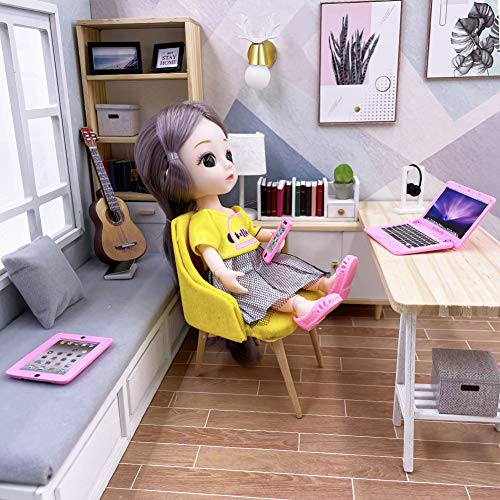 image for Vawuz 3 Pack Dollhouse Mini Laptop Tablet and Smart Phone Scene Comput