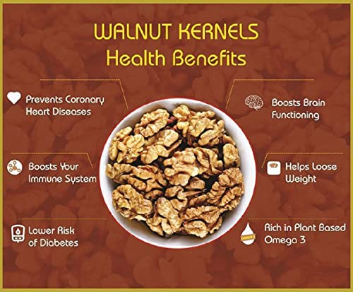 Image of ENGLISH NUTS Walnut Quarter Kashmiri AKHROT Giri 1 KG VACCUM Pack Without Shell