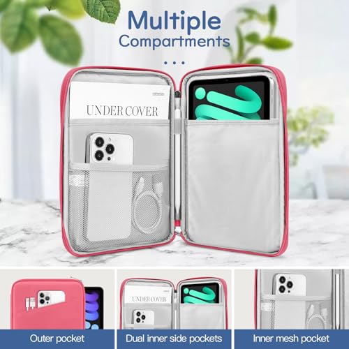 Image of Dadanism 8-9 Inch Tablet Sleeve Bag Carrying Case for iPad mini 7th /6th 8.3 inch, iPad mini 7.9 inch, Galaxy Tab A7 Lite /A9 8.7 inch, Remarkable Paper Pro Move 7.3 inch 2025, Tab M8 8 inch, Tab M9 9 inch, Watermelon Pink