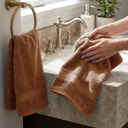 Image of MYTRIDENT Hand Towel | Urban Comfort | Quick Drying | Travel Friendly | for Men /Women | 2 Pc Hand Towel (40 cm x 60 cm) | 100% Cotton 450 GSM - Coconut Shell