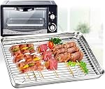 TeamFar Baking Tray and Rack Set, Stainless Steel Baking Pan Cookie Sheet with Cooling Rack, 12.5 x 10 x 1 inch, Non Toxic & Healthy, Easy Clean & Dishwasher Safe, (1 Pan+ 1 Rack)