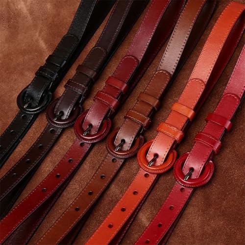 Women Vintage Solid Round Buckle Cowhide Belt Fashion Versatile Simple Belts For Denim Pants2