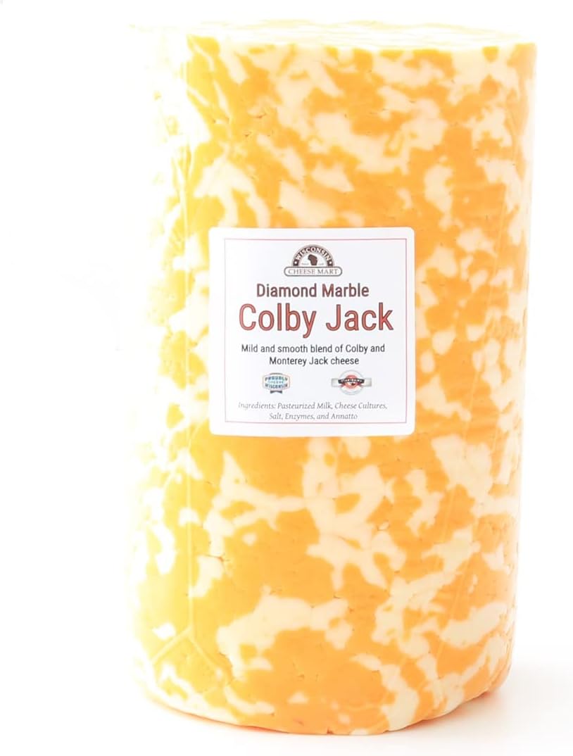 Colby Jack Cheese | 48 oz Half Loaf | Creamy, Marbled & Distinctly Mild Authentic Wisconsin Colby Jack Cheese