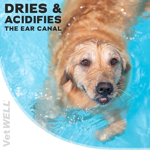 VetWELL Ear Cleaner for Dogs and Cats - Otic Rinse for Infections and Controlling Ear Infections and Odor in Pets - 8 oz (Cucumber Melon)