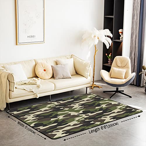 Homemissing Camouflage Area Rug 100x150cm Green Camo Rugs Mat For Living Room Bedroom Military Style Decor Carpet Non Slip Area Runner Rug - Image 2