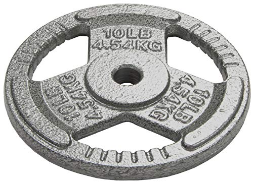 Fitvids Cast Iron Plate Weight Plate for Strength Training and Weightlifting, 1-Inch Center, 10LB (Set of 4)