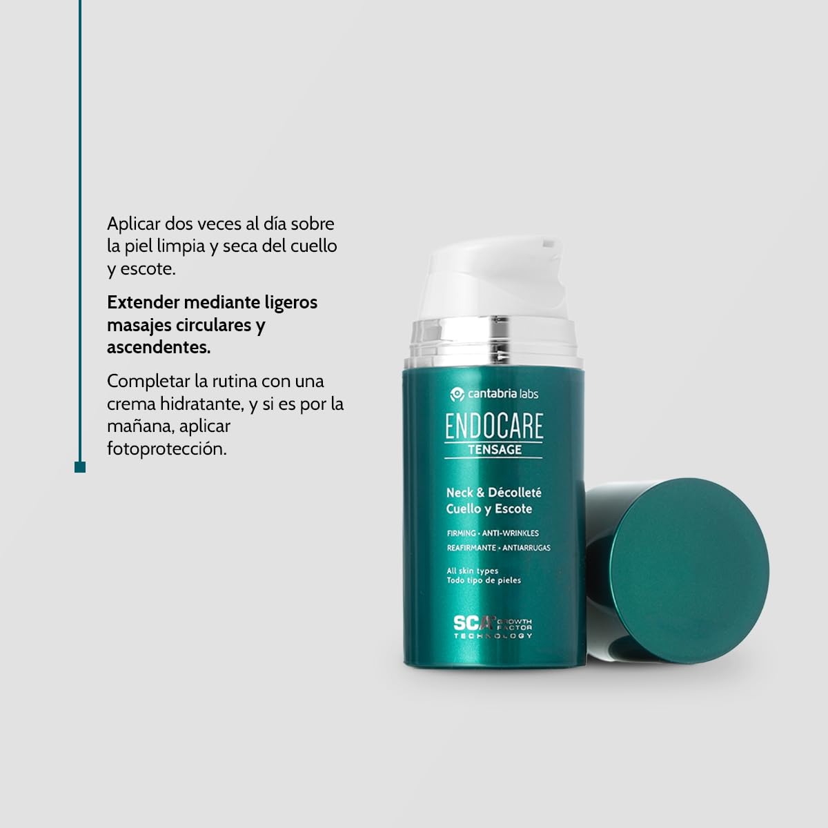 Cantabria Labs – Endocare Tensage Cuello y Escote – Crema Reafirmante 80 ml – Mejora flacidez, acumulación de grasa, tono irregular.