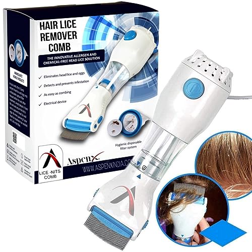Image of Electrical Head Lice Comb Lice Removal Comb Electrical Chemical Free Head lice Comb Head Nits Capture Comb Head Lice Comb Eggs Remover Hair Cleaner Is Easy To Use And Suitable For Children Hair Vacuums Machine for lice removed. (white)