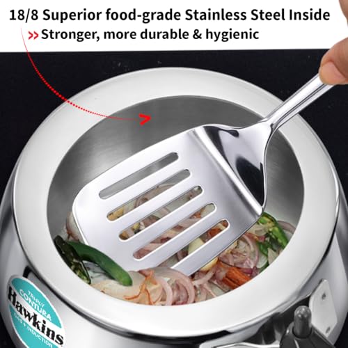 Image of Hawkins 2 Litre Triply Stainless Steel Contura Pressure Cooker | Induction Compatible | Ideal for 2-3 persons | 5 Year Guarantee | ISI Certified | Silver (SSTCO20)